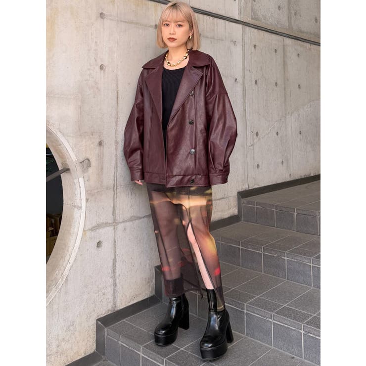 スタンドネックフェイクレザージャケット | MURUA | 詳細画像46 