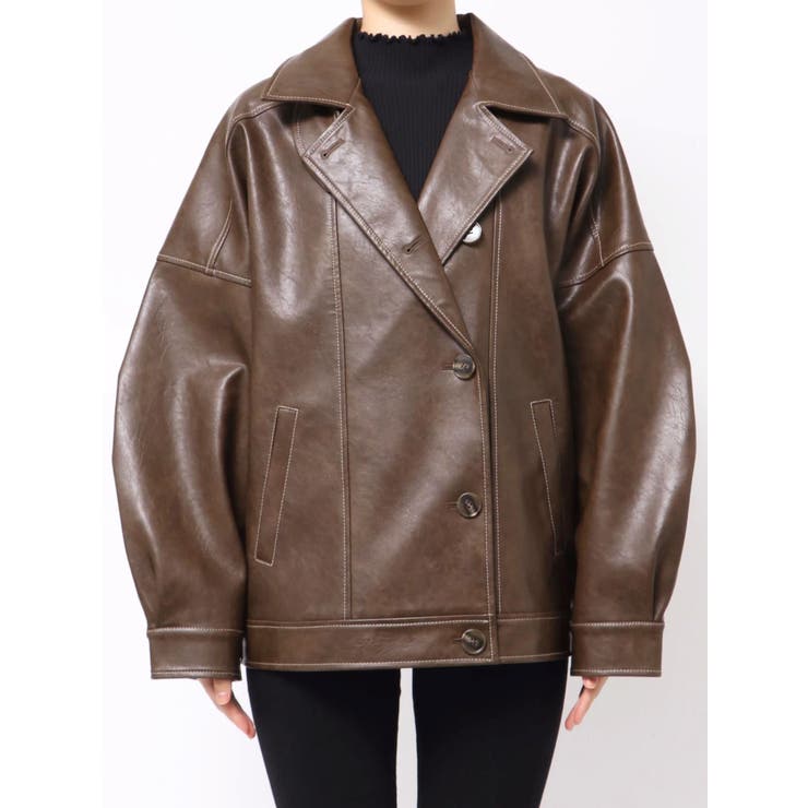 スタンドネックフェイクレザージャケット | MURUA | 詳細画像47 