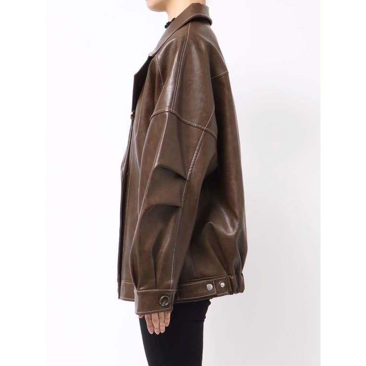 スタンドネックフェイクレザージャケット | MURUA | 詳細画像48 