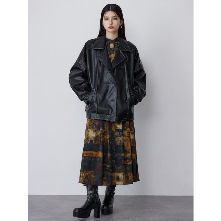 スタンドネックフェイクレザージャケット | MURUA | 詳細画像7 