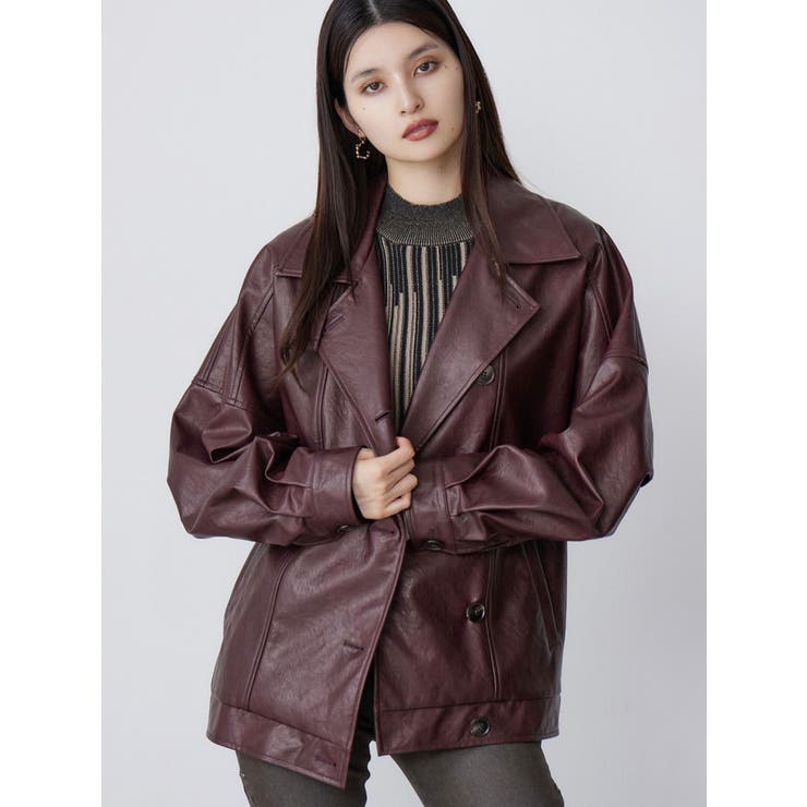 スタンドネックフェイクレザージャケット[品番：MKSW0065726]｜MURUA