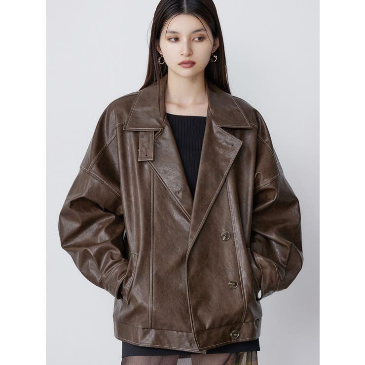 スタンドネックフェイクレザージャケット[品番：MKSW0065726]｜MURUA