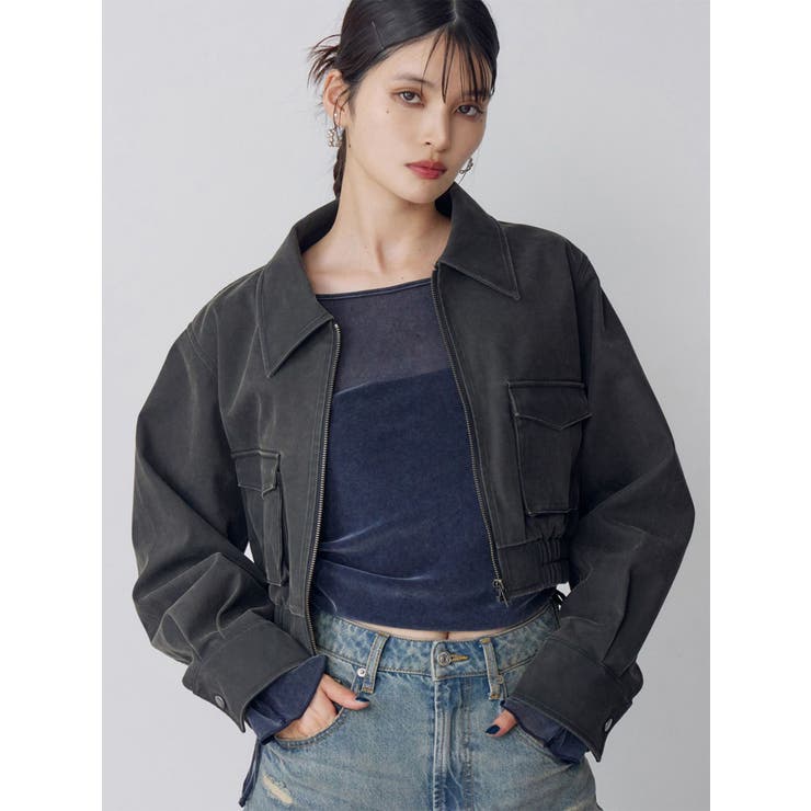 フェイクレザーショートフライトジャケット【セットアップ着用可】 | MURUA | 詳細画像1 