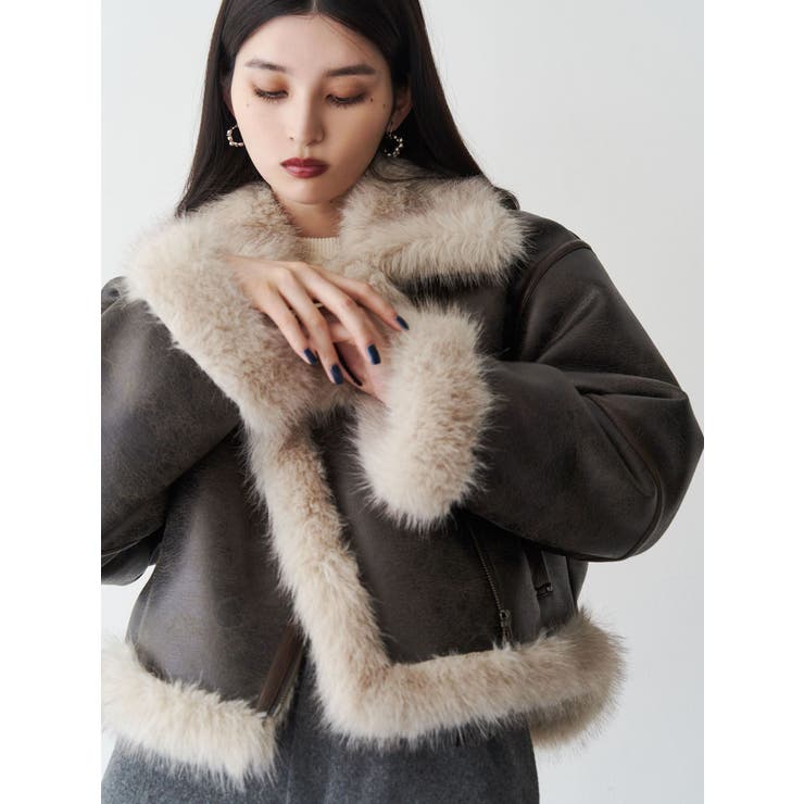 アンイーブンショートフェイクムートンジャケット | MURUA | 詳細画像12 