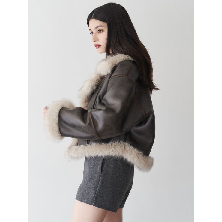 アンイーブンショートフェイクムートンジャケット | MURUA | 詳細画像15 