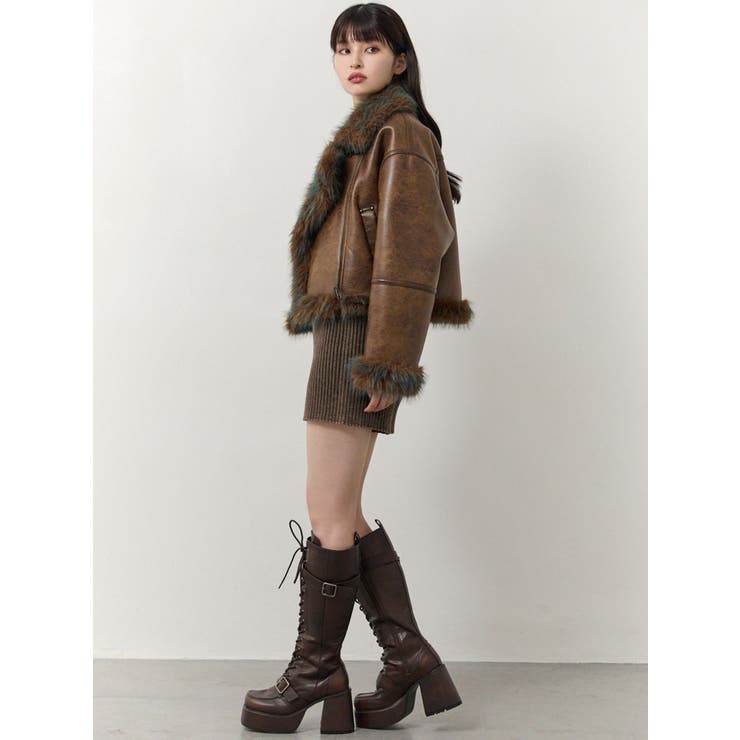 アンイーブンショートフェイクムートンジャケット | MURUA | 詳細画像19 