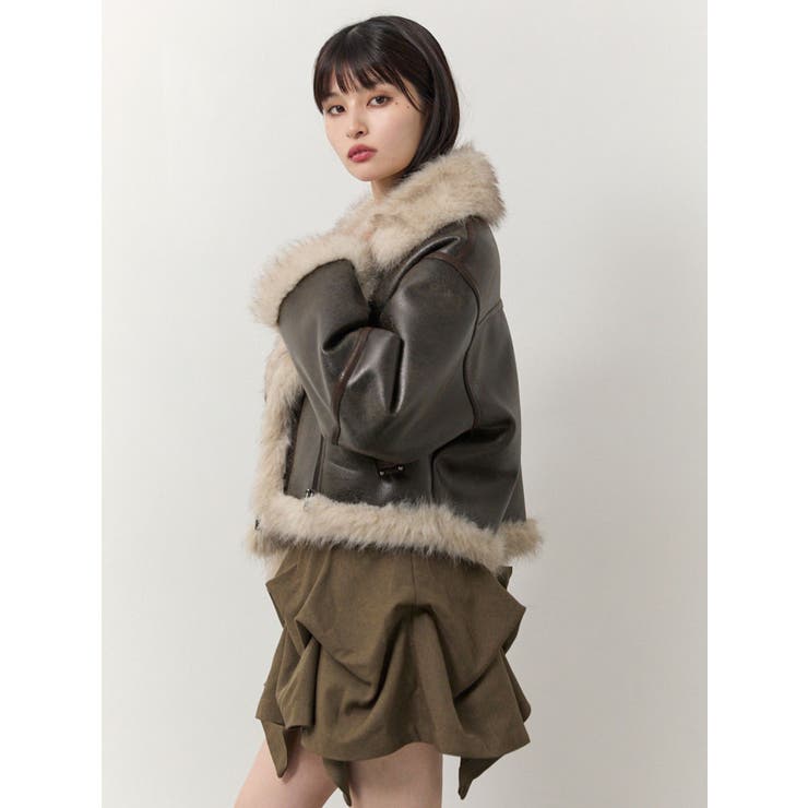 アンイーブンショートフェイクムートンジャケット | MURUA | 詳細画像21 