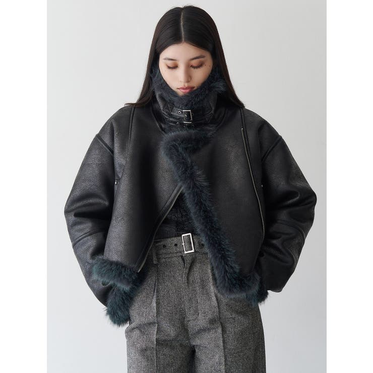 2025AW MURUA新品未使用アンイーブンショートフェイクムートンジャケット 2025AW MURUA新品未使用アンイーブンショートフェイクムートン