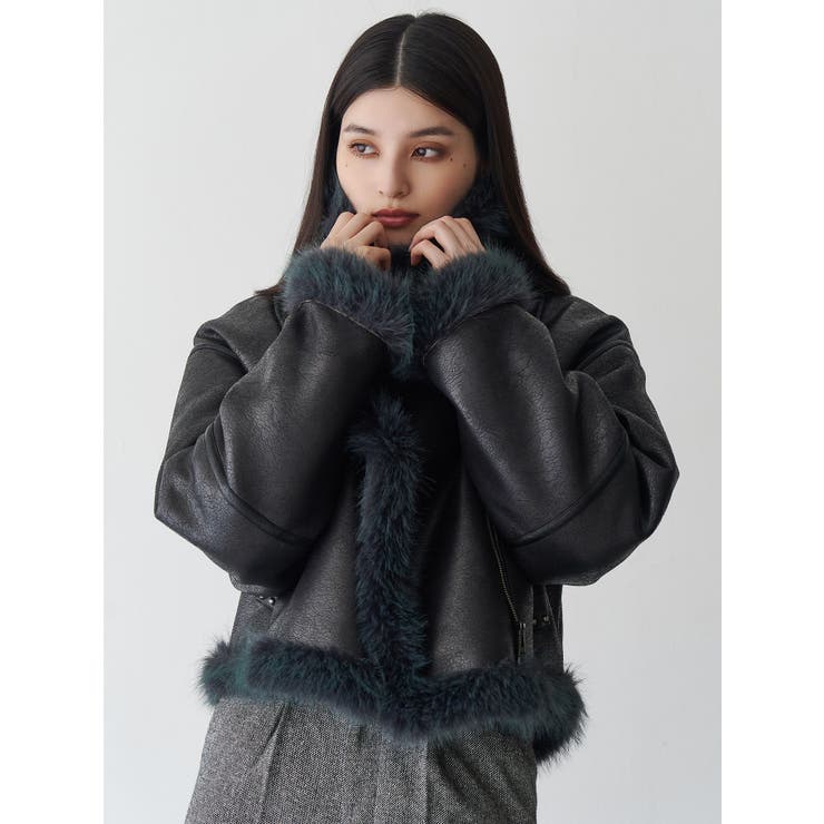 アンイーブンショートフェイクムートンジャケット | MURUA | 詳細画像26 