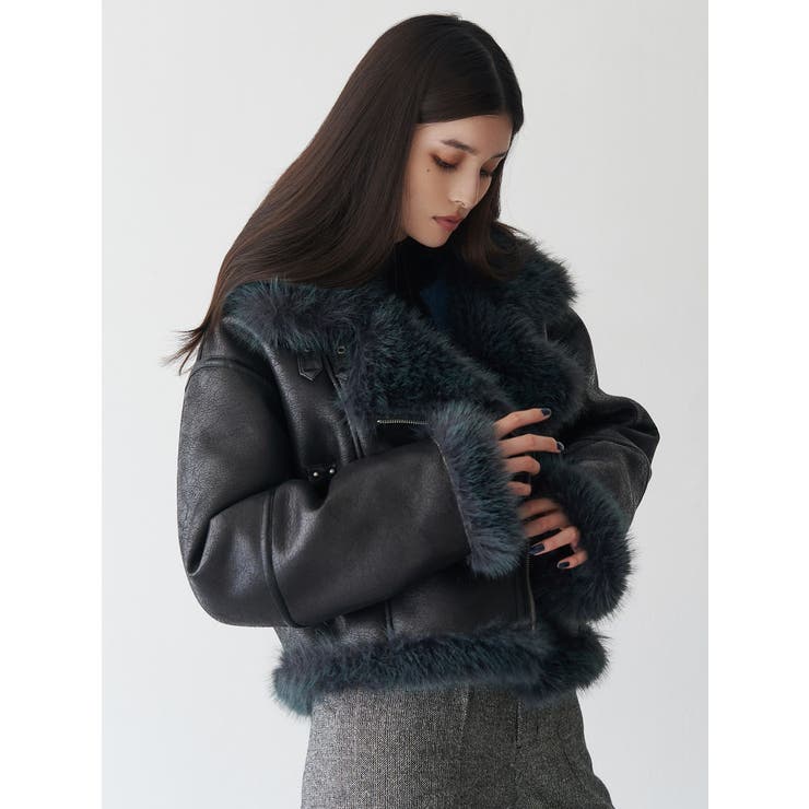 アンイーブンショートフェイクムートンジャケット | MURUA | 詳細画像3 