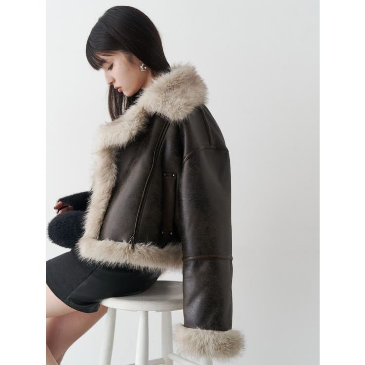 アンイーブンショートフェイクムートンジャケット | MURUA | 詳細画像31 