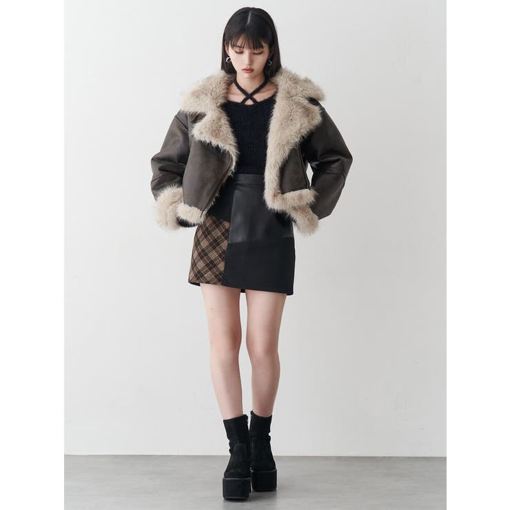 アンイーブンショートフェイクムートンジャケット | MURUA | 詳細画像33 