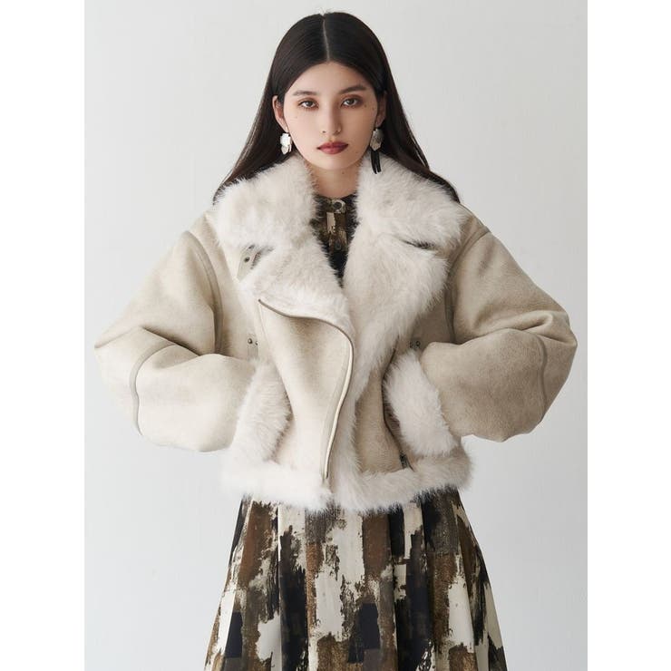 アンイーブンショートフェイクムートンジャケット | MURUA | 詳細画像39 