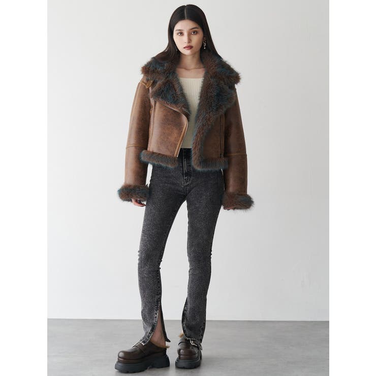 アンイーブンショートフェイクムートンジャケット | MURUA | 詳細画像45 