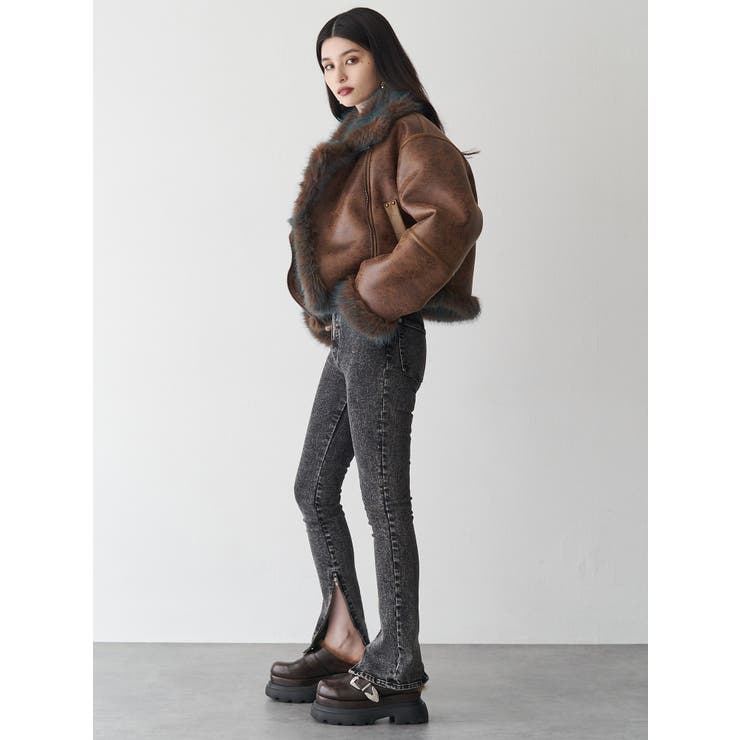 アンイーブンショートフェイクムートンジャケット | MURUA | 詳細画像46 