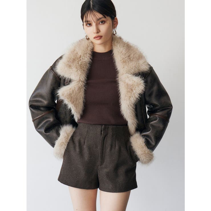 アンイーブンショートフェイクムートンジャケット | MURUA | 詳細画像48 