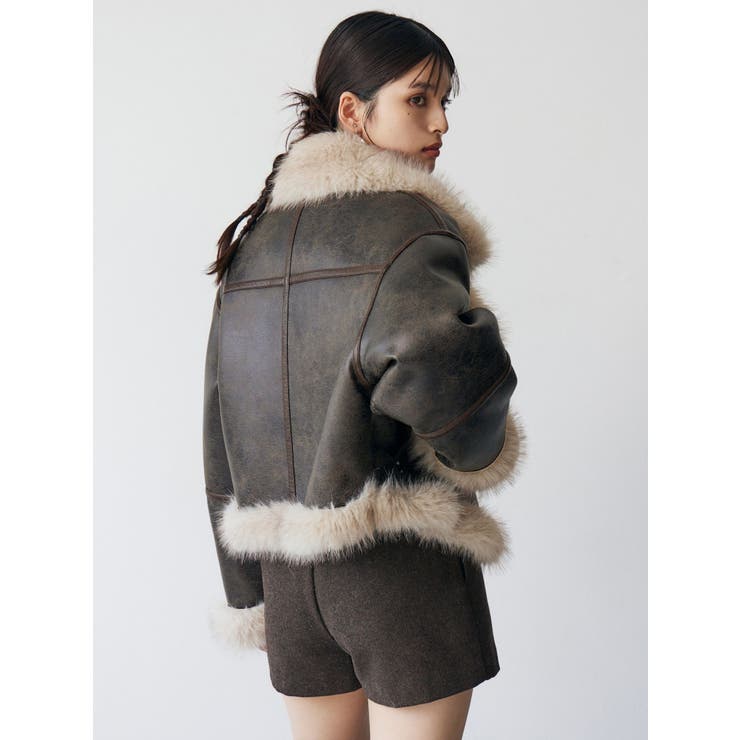 アンイーブンショートフェイクムートンジャケット | MURUA | 詳細画像49 