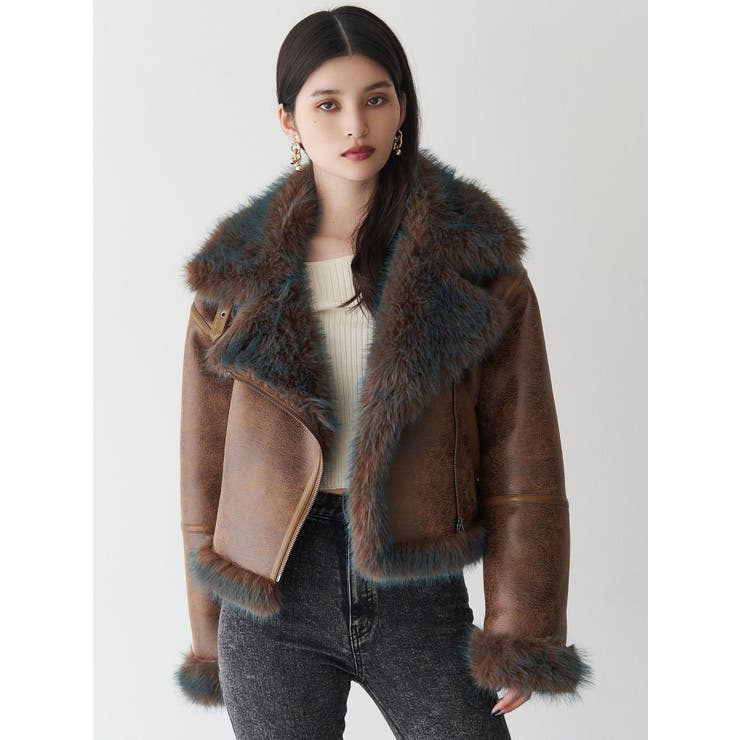 アンイーブンショートフェイクムートンジャケット | MURUA | 詳細画像5 