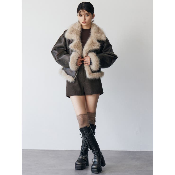 アンイーブンショートフェイクムートンジャケット | MURUA | 詳細画像50 