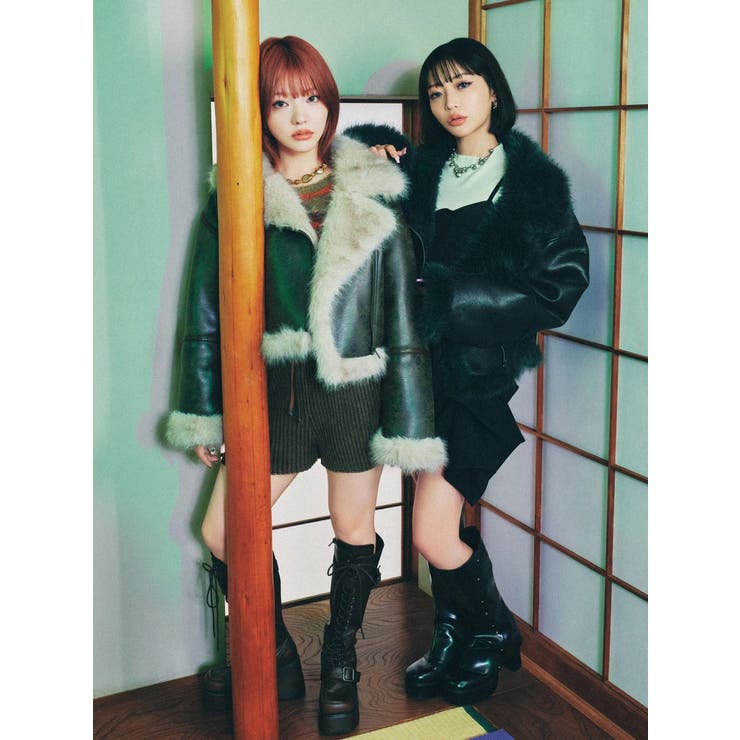 アンイーブンショートフェイクムートンジャケット | MURUA | 詳細画像8 