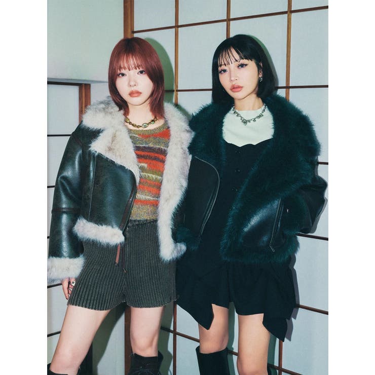 アンイーブンショートフェイクムートンジャケット | MURUA | 詳細画像9 