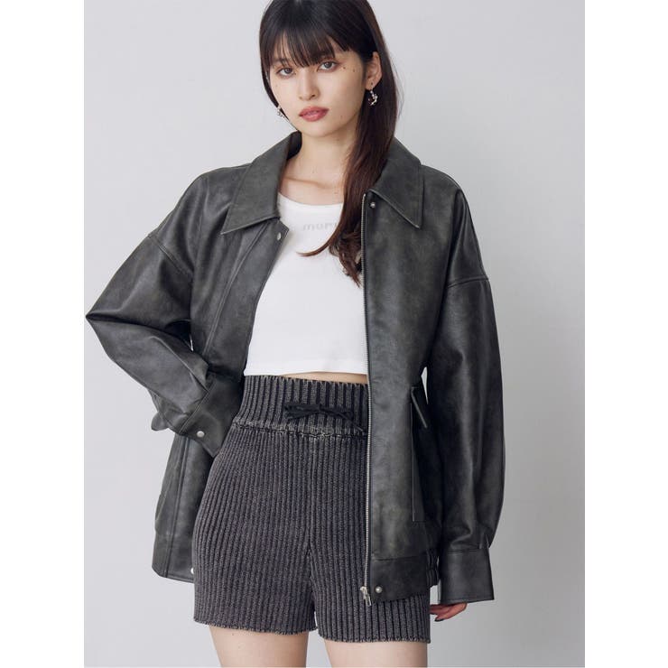 ブラック | ヴィンテージフェイクレザーブルゾン | MURUA