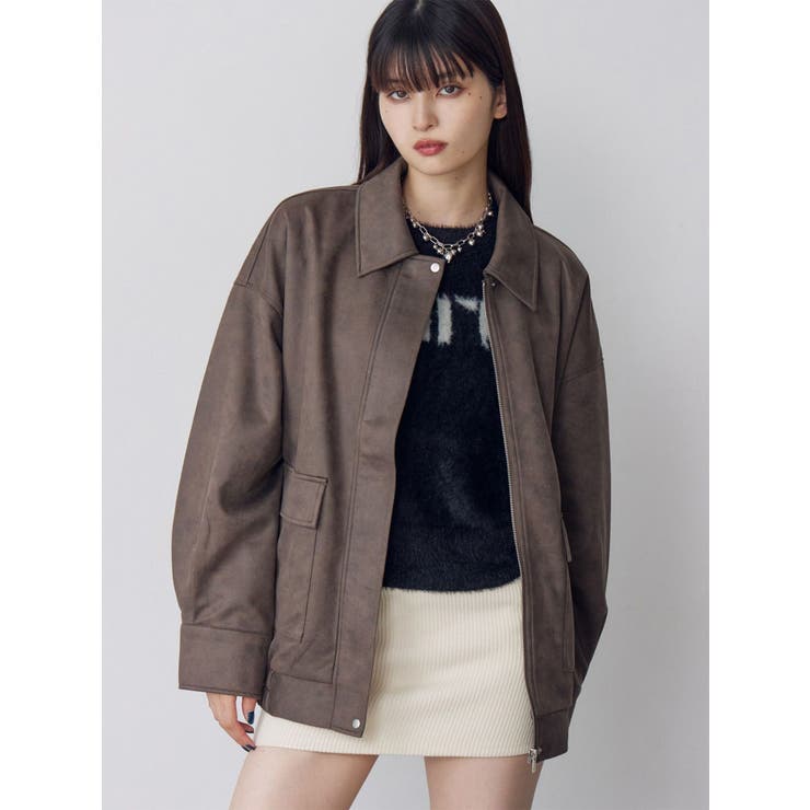 ブラウン | ヴィンテージフェイクレザーブルゾン | MURUA