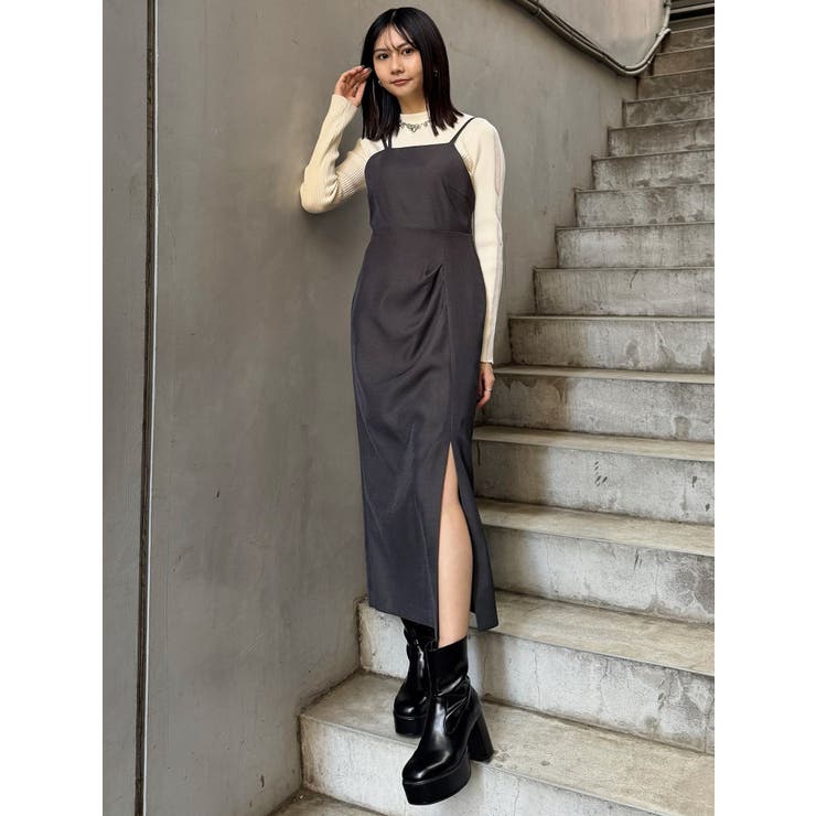 【専用】ブラックキャミワンピース ストリングキャミワンピース【セットアップ着用可】[品番