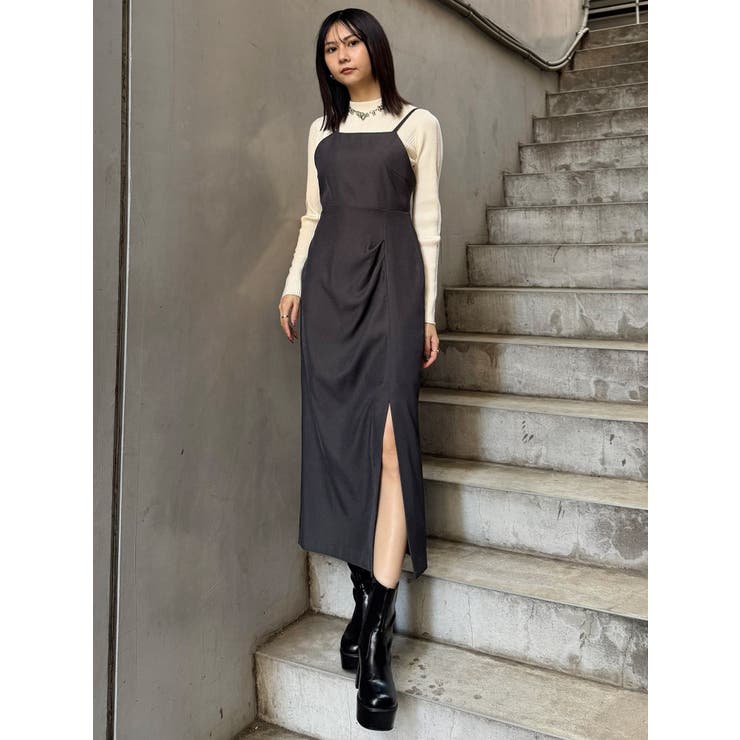 rurumu ワンピース　2020ss ブラック rurumu:（ルルムウ）の「rurumu:/ルルムウ/mix flower asymmetry