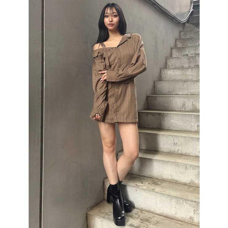 アシメショルダーミニシャツワンピース | MURUA | 詳細画像21 