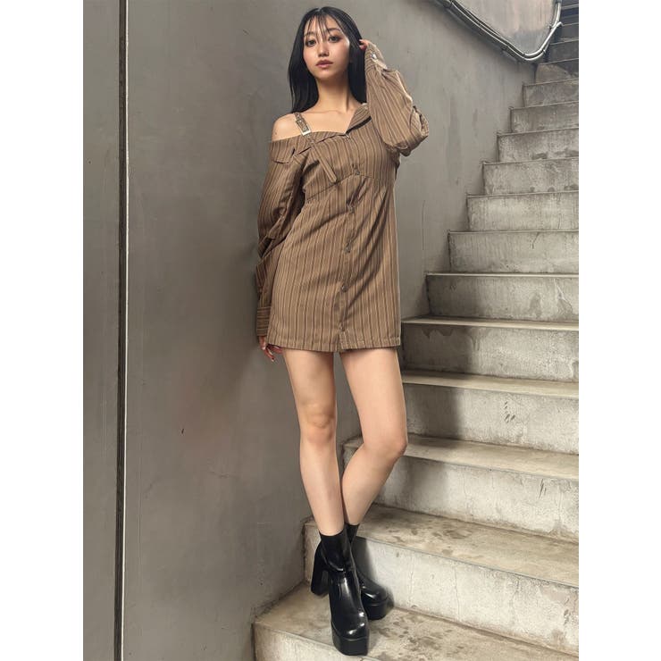 アシメショルダーミニシャツワンピース | MURUA | 詳細画像22 