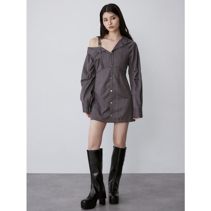 アシメショルダーミニシャツワンピース | MURUA | 詳細画像8 