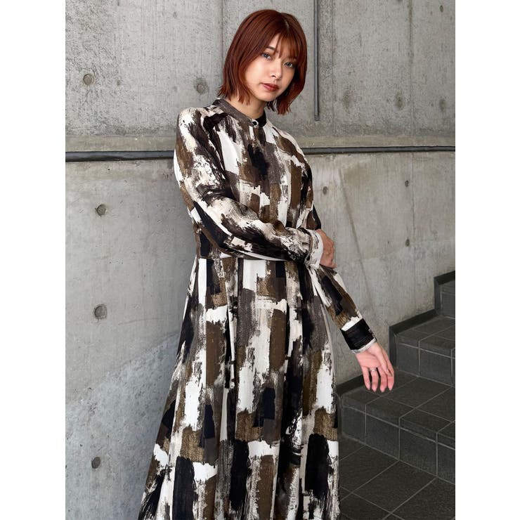 ニュアンスパターンマキシワンピース[品番：MKSW0066026]｜MURUA