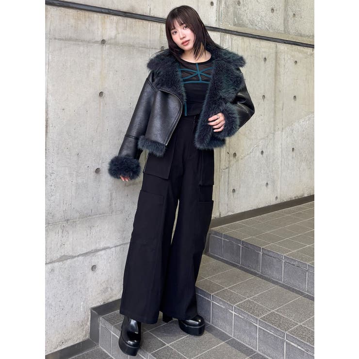 momo　MOパンツ BLK1 カーゴZIPパンツ[品番：MKSW0066970]｜MURUA（ムルーア）の