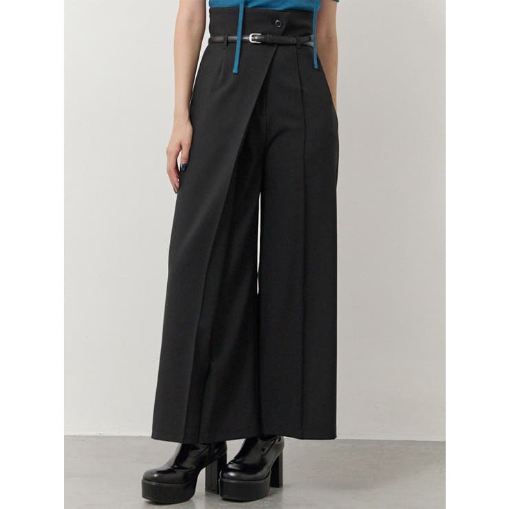 ブラック | ベルトハイウエストワイドパンツ | MURUA