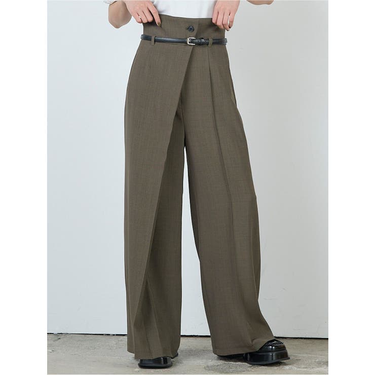 ブラウン | ベルトハイウエストワイドパンツ | MURUA