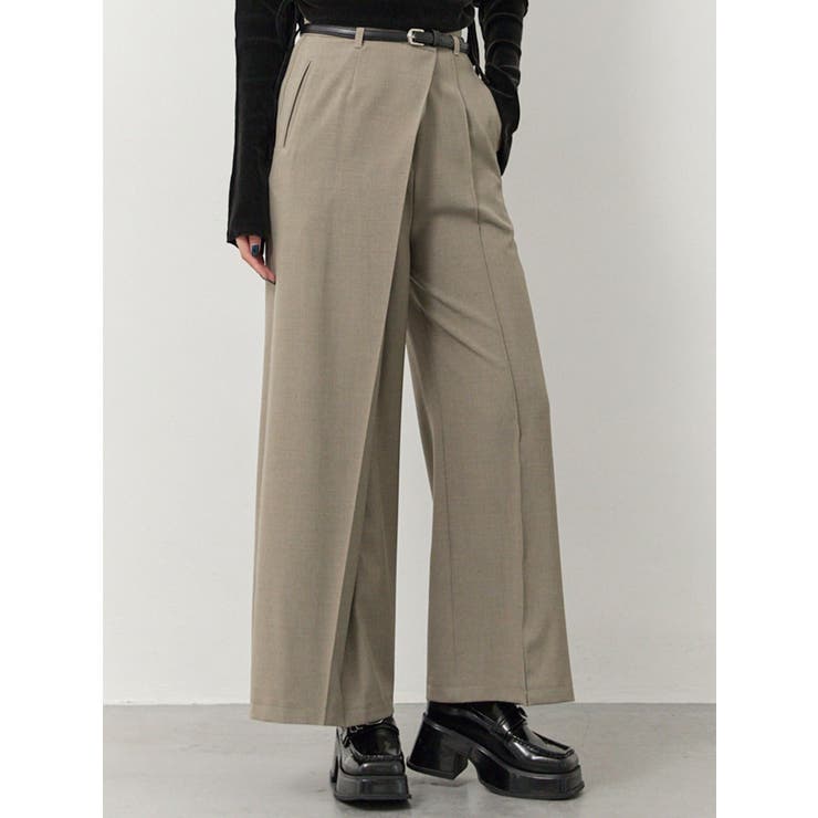 ベージュ | ベルトハイウエストワイドパンツ | MURUA