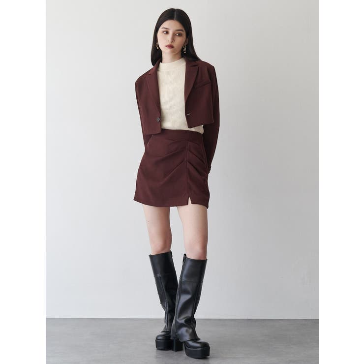 タックドレープミニスカート【セットアップ着用可】[品番：MKSW0066156