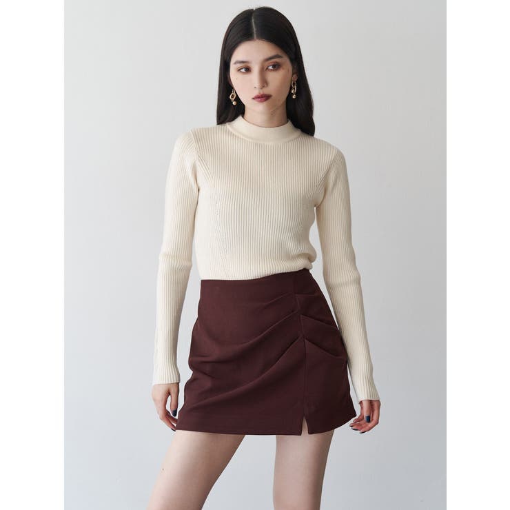 タックドレープミニスカート【セットアップ着用可】[品番：MKSW0066156