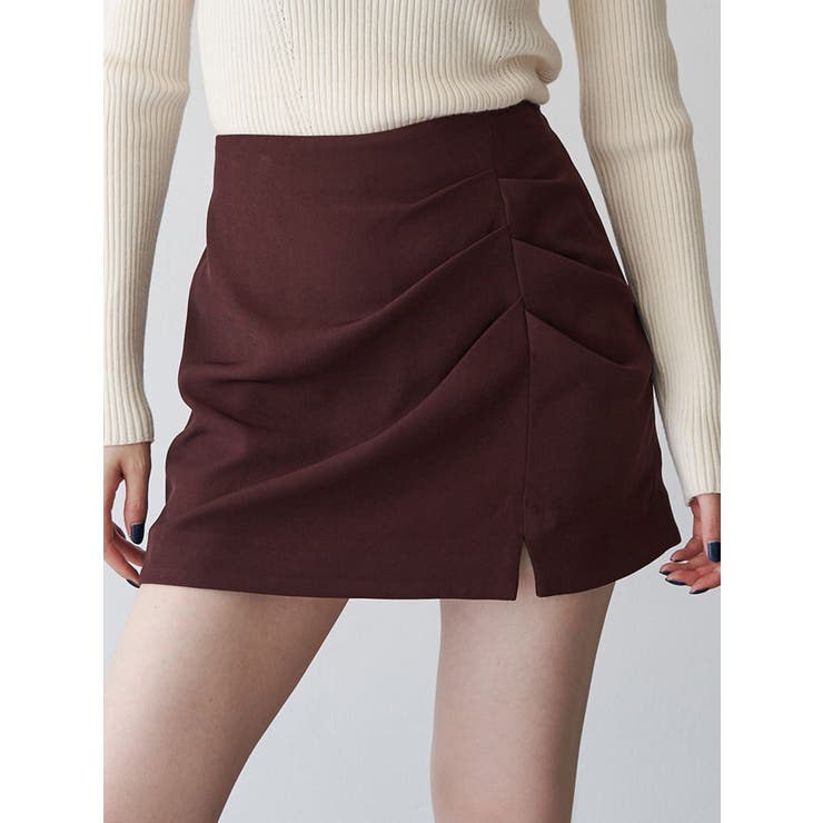 ボルドー | タックドレープミニスカート【セットアップ着用可】 | MURUA