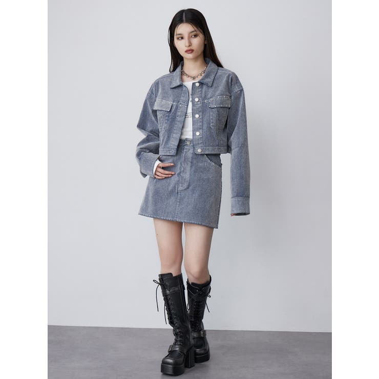 フロッキーデニムミニスカート【セット販売対象】 | MURUA | 詳細画像14 