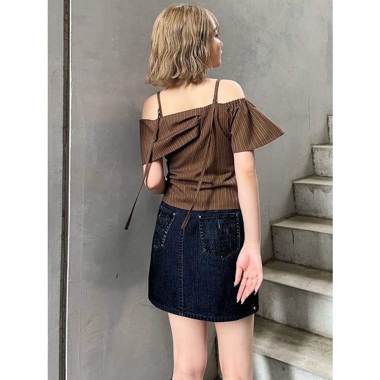 フロッキーデニムミニスカート【セット販売対象】[品番：MKSW0065720