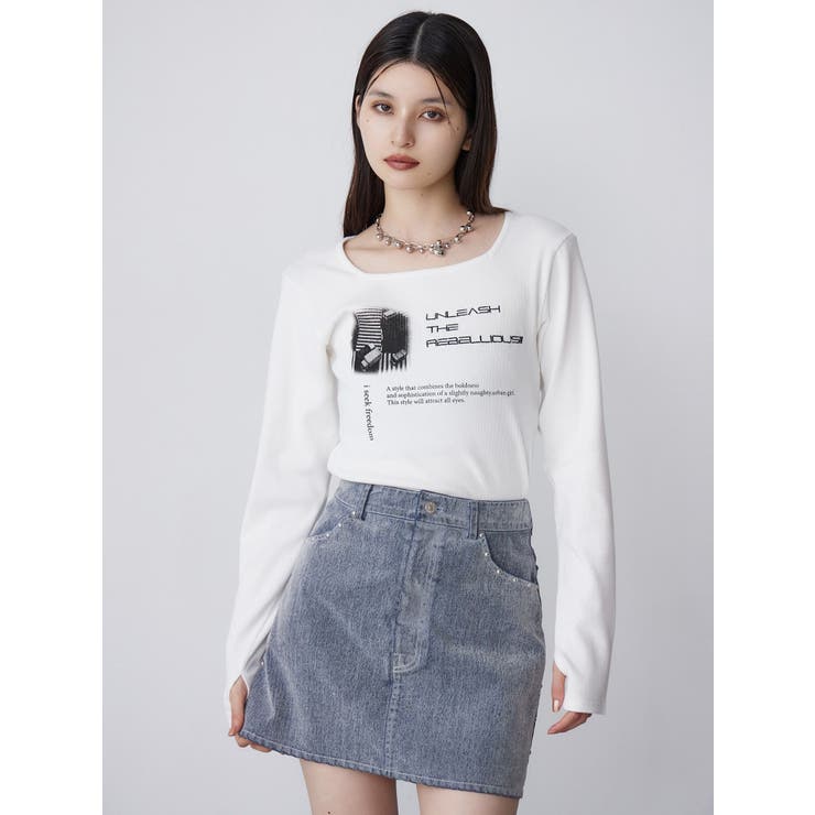 フロッキーデニムミニスカート【セット販売対象】 | MURUA | 詳細画像3 