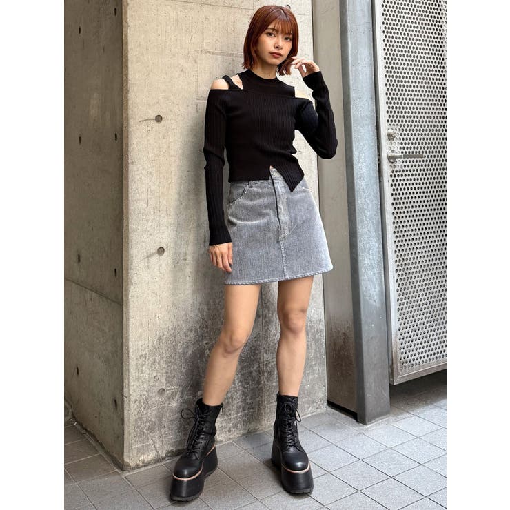 MURUA フロッキーデニムミニスカート フロッキーデニムミニスカート【セット販売対象】[品番