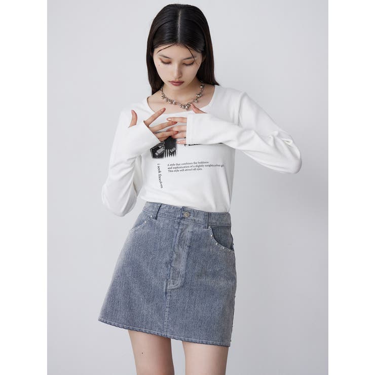 フロッキーデニムミニスカート【セット販売対象】 | MURUA | 詳細画像5 