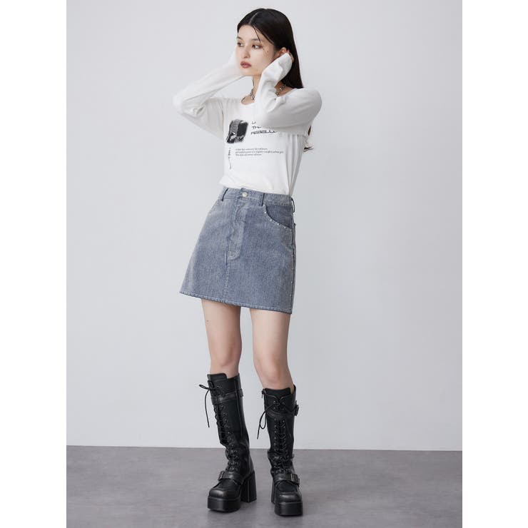 フロッキーデニムミニスカート【セット販売対象】 | MURUA | 詳細画像7 