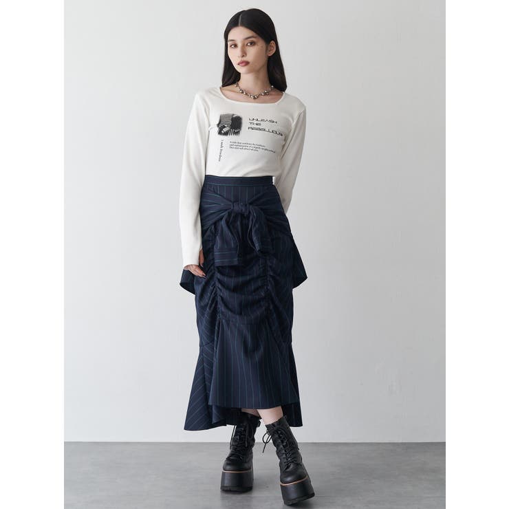 ラップシャツロングスカート[品番：MKSW0066031]｜MURUA