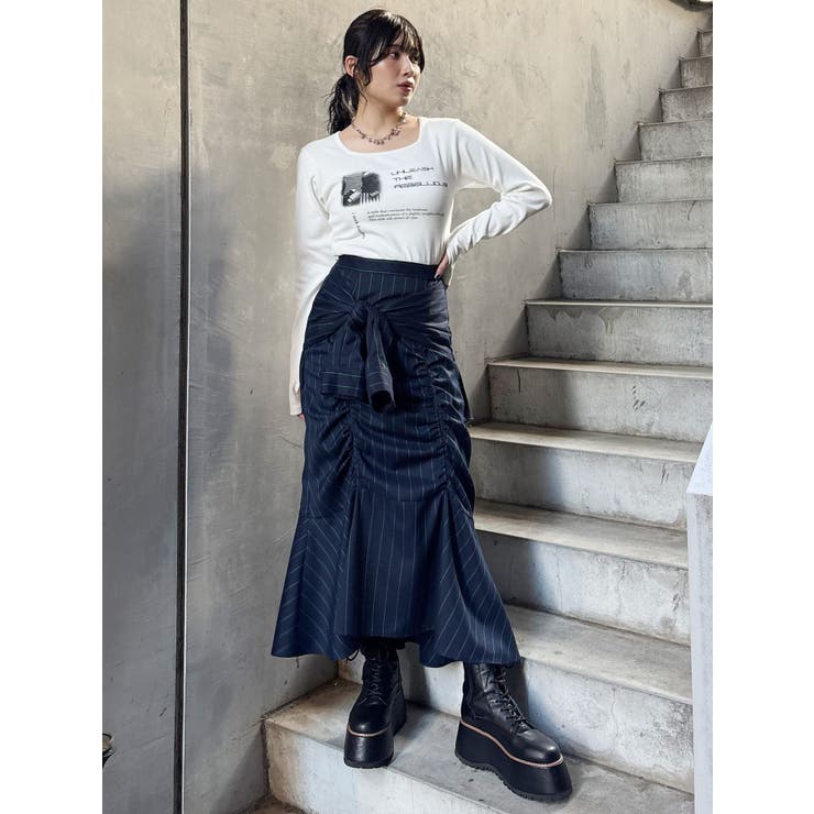 crewre クルーレ ウールライクラップロングスカート crewre online shop / ウールライクラップロングスカート