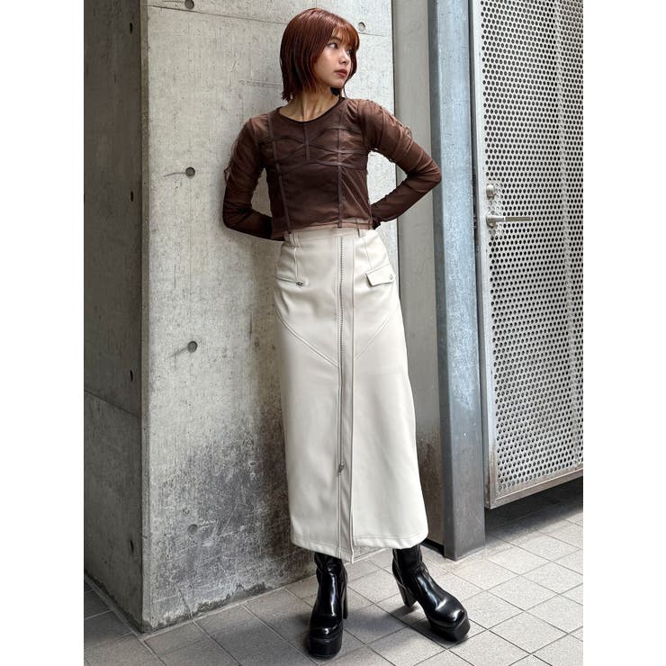 ZIPスリットフェイクレザースカート | MURUA | 詳細画像25 