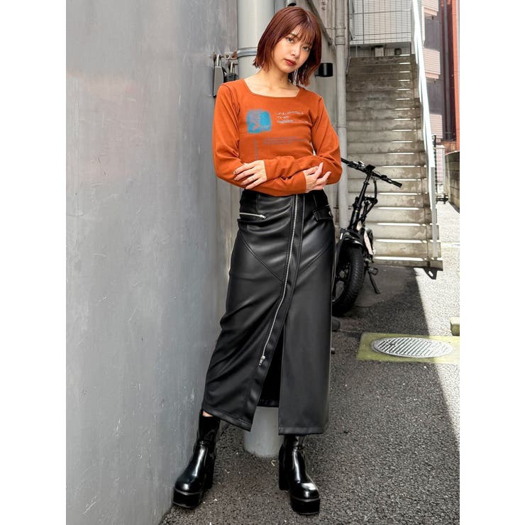 ZIPスリットフェイクレザースカート | MURUA | 詳細画像44 